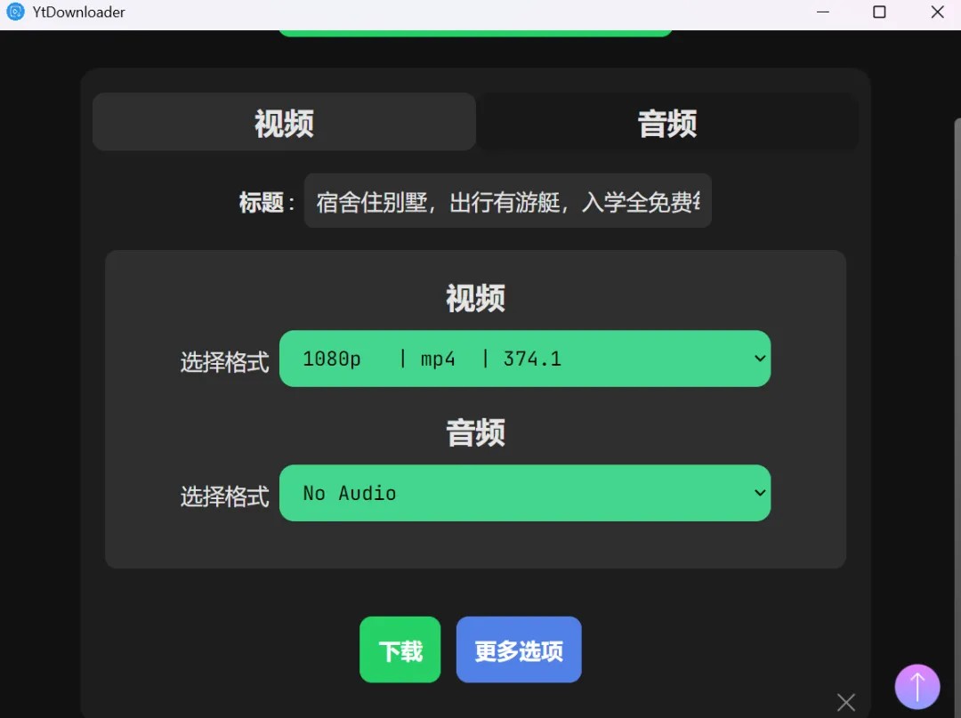 视频解析与下载设置界面